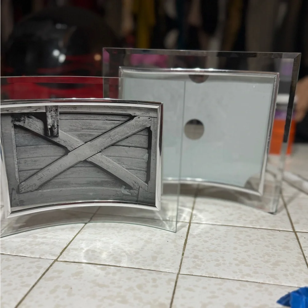 BUNDLE: 2 Curved Layered Glass Picture Frames (5x7 & 4x6) Modern Set